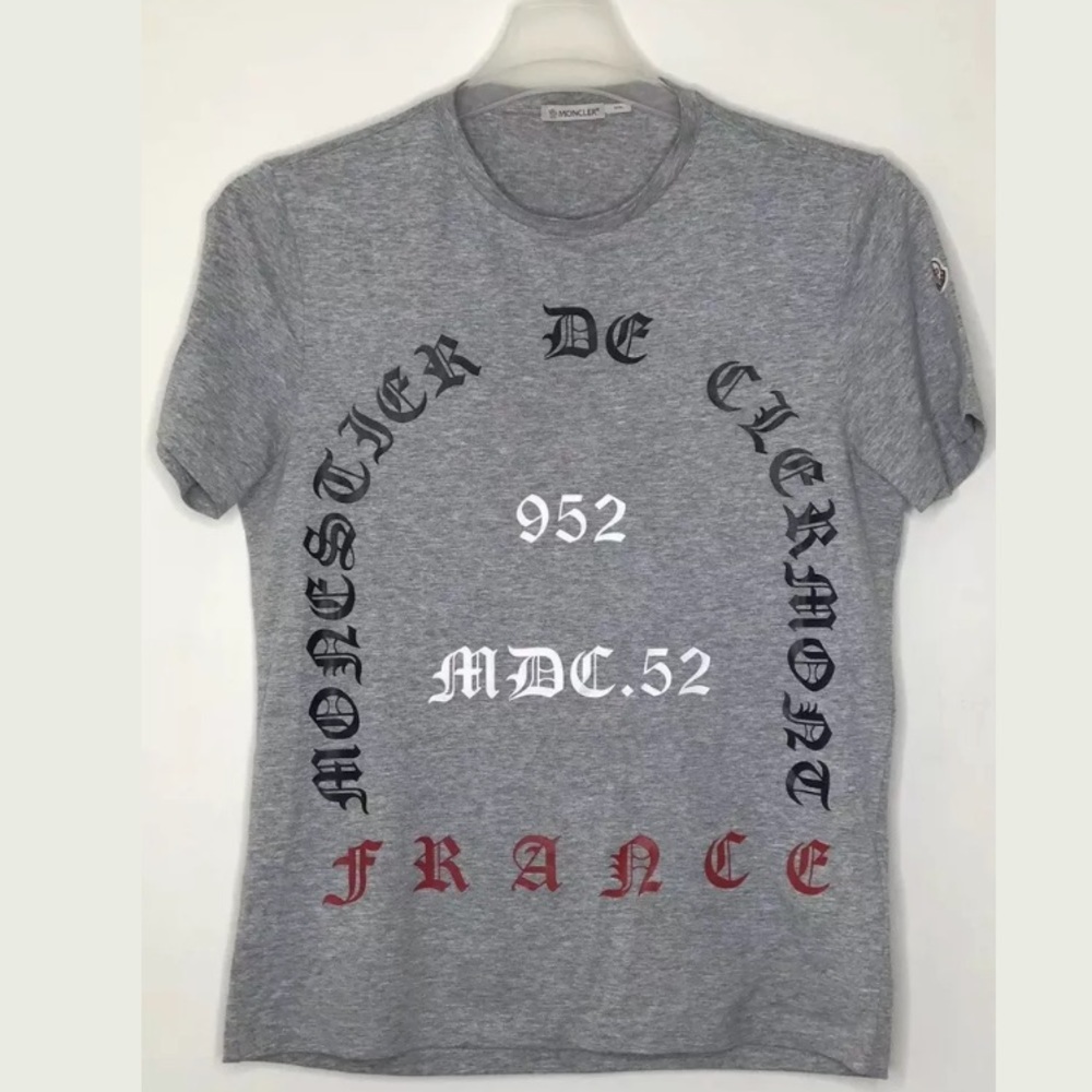 MONCLER Men's Gray Short Sleeve T-Shirt Medium